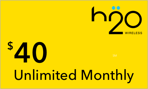 H2O Wireless Refill $40 - 30 Day Unlimited Talk/Text + 6GB Data