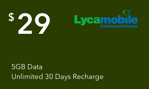 LycaMobile - $29 Unlimited Monthly Plan