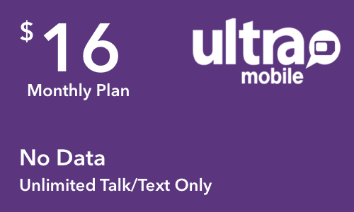 Ultra Mobile - $16 Unlimited Monthly Plan