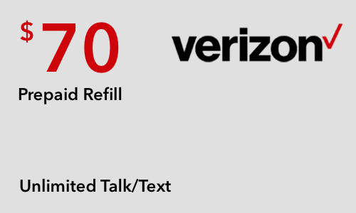 Verizon Prepaid $70 Monthly Plan Refill